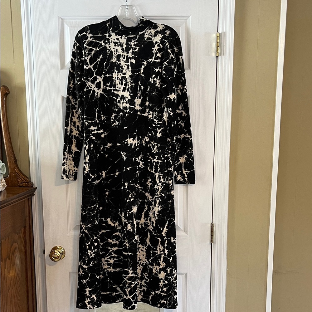 Rachel Comey Black and Cream Long Sleeve Dress